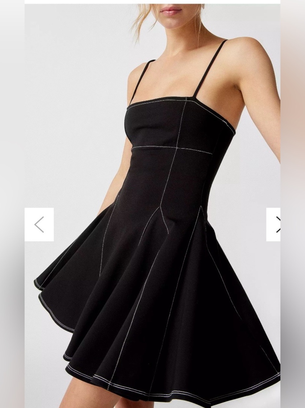 Urban Outfitters Black Fit-and-Flare Dress with Contrast Stitching